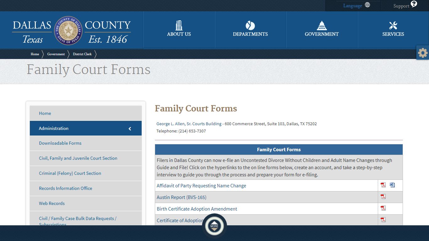 District Clerk | Family Court Forms - Dallas County